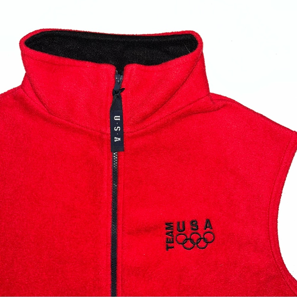 Vintage Team USA Olympics Red Fleece Vest with Zipper and Pockets